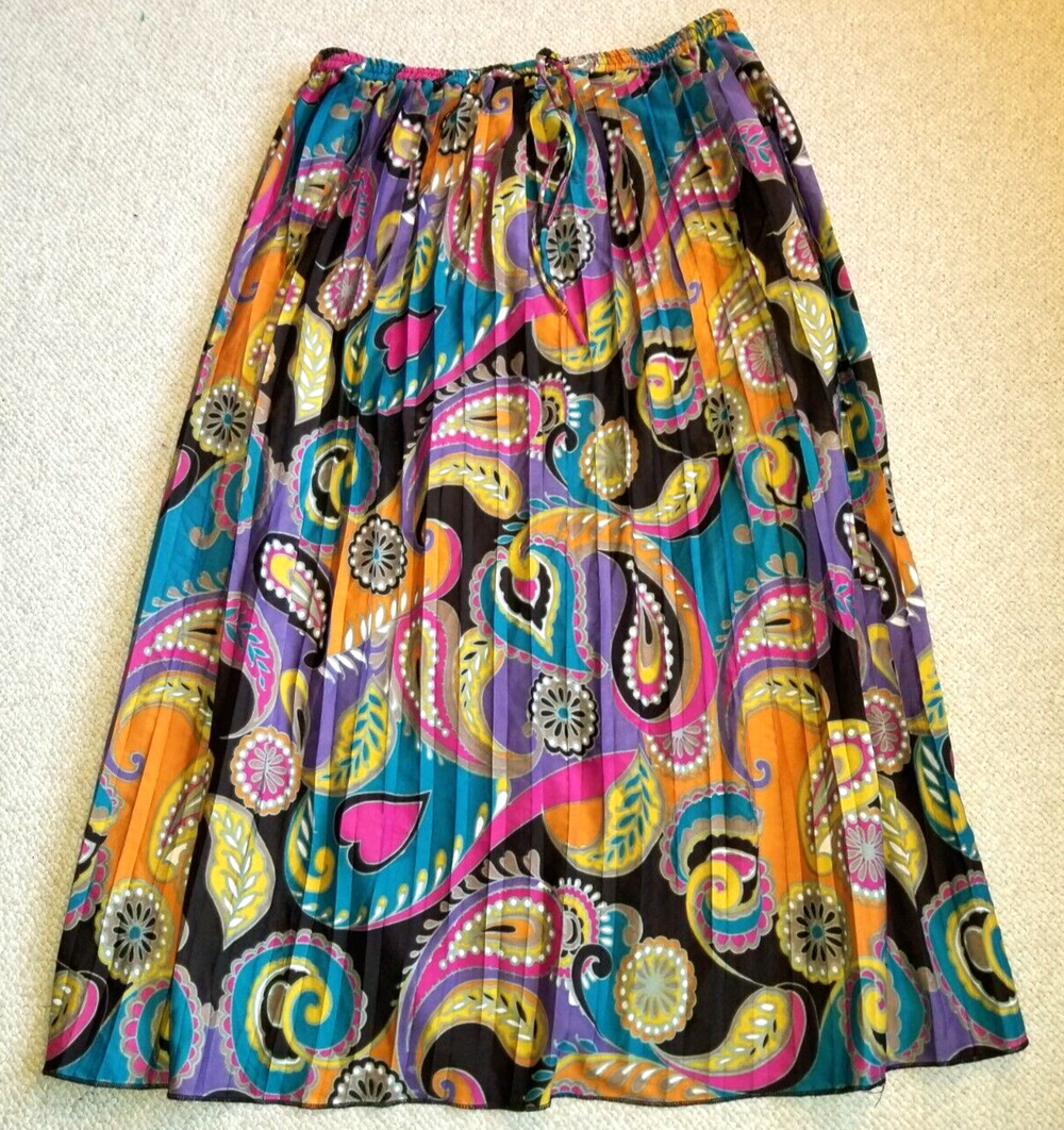 VINTAGE Y2K Womens Skirt-SARA STUDIO-multicolor paisley pullon maxi maximalist-L